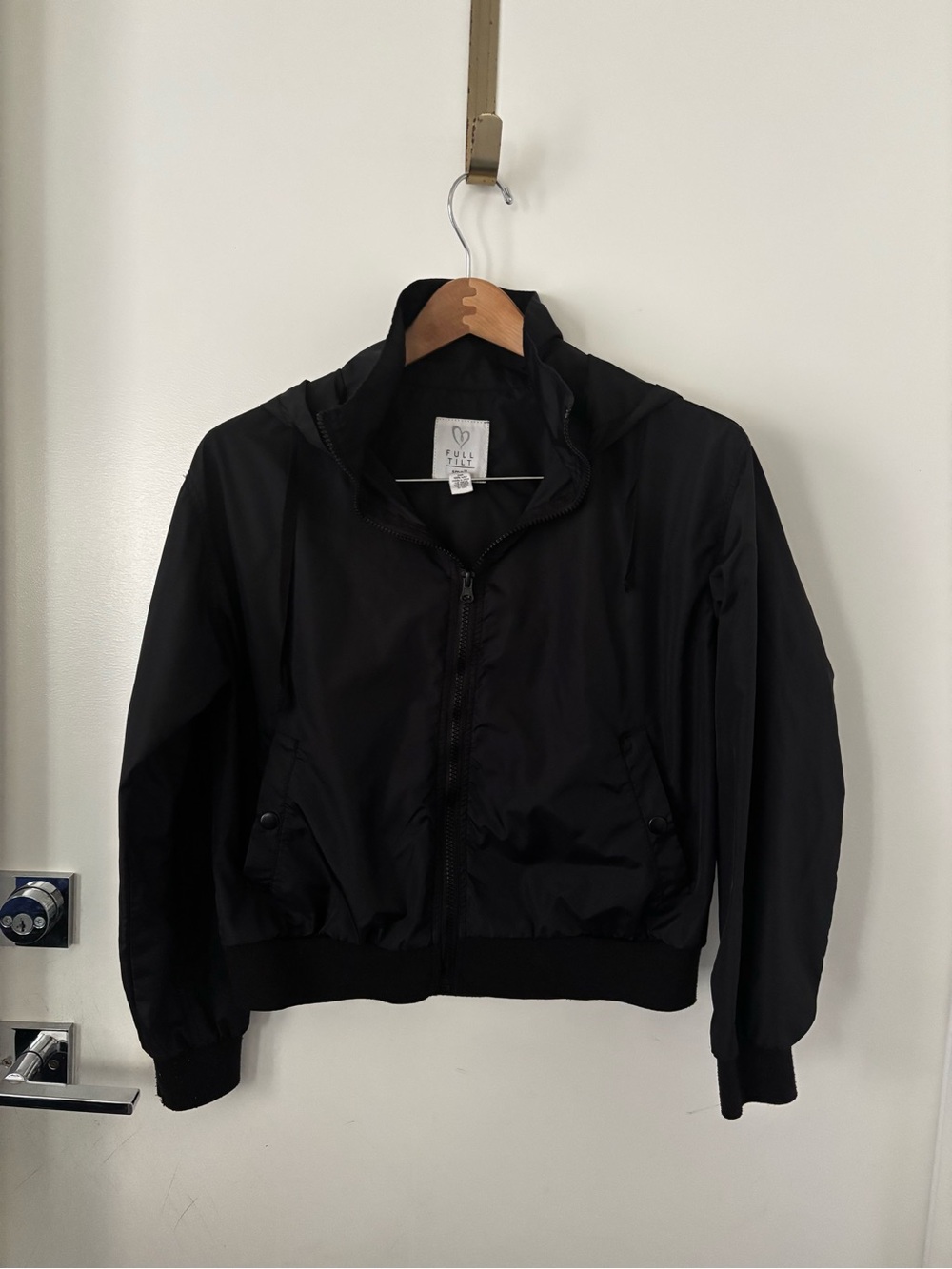 Full Tilt Black Hooded Windbreaker Jacket